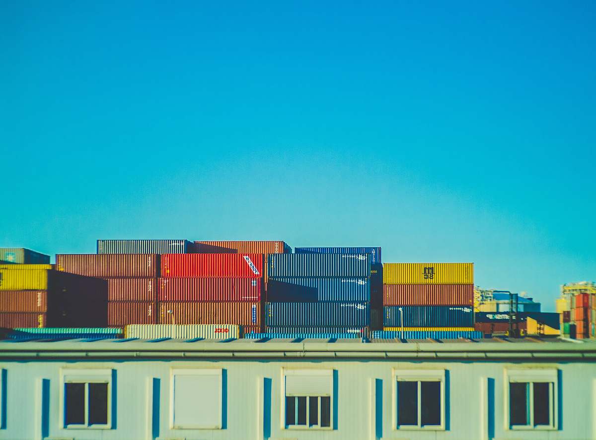shipping container assorted-color intermodal container lot barcelona